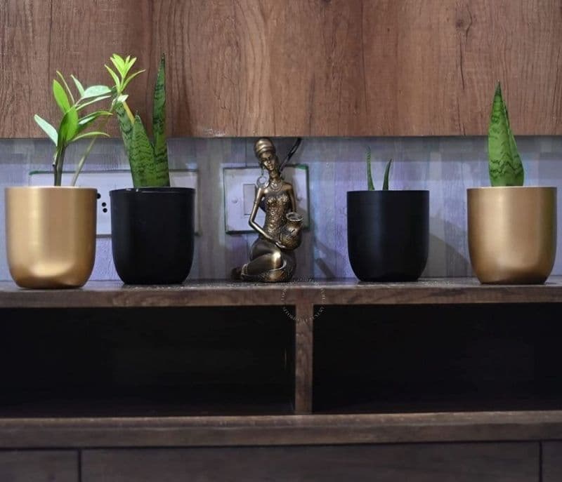 Image 2 for Elianna Set of 2 Round Metal Planter for Home Decor