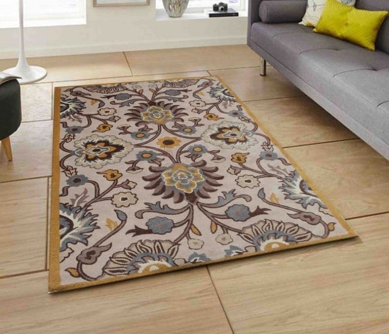 Delilah Brown And Beige Traditional Hand Tufted Wool Kashmiri Carpet