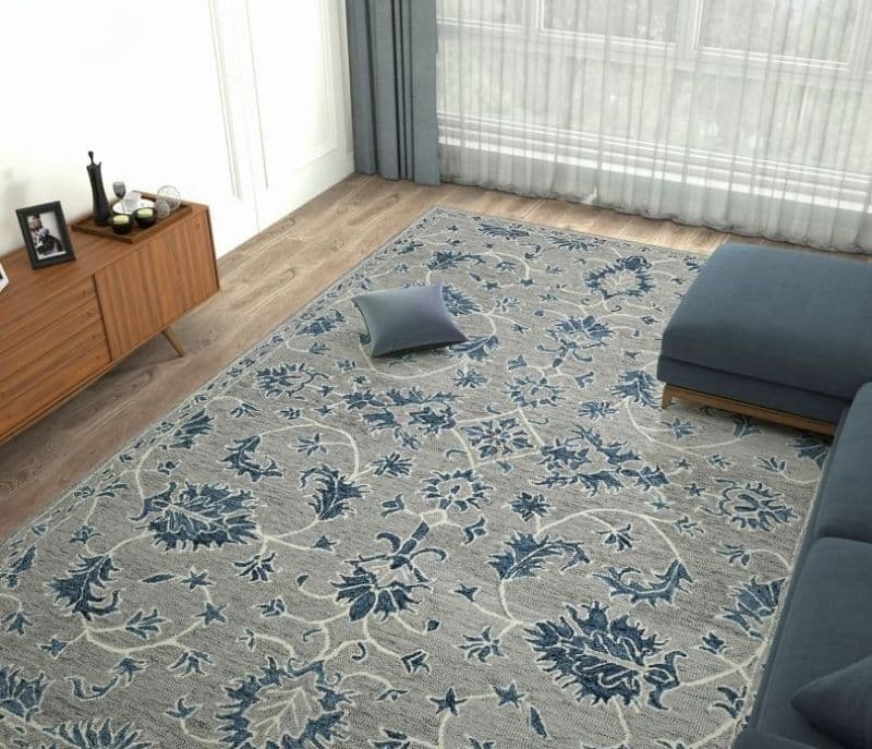 Hannah Pile Floral Hand-Tufted Kashmiri Wool Carpet for Living Room 8X10 Feet