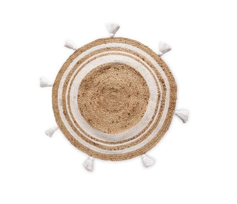 Image 2 for Sadie Hand Woven Symmetric Circles Round Rug with Tassels
