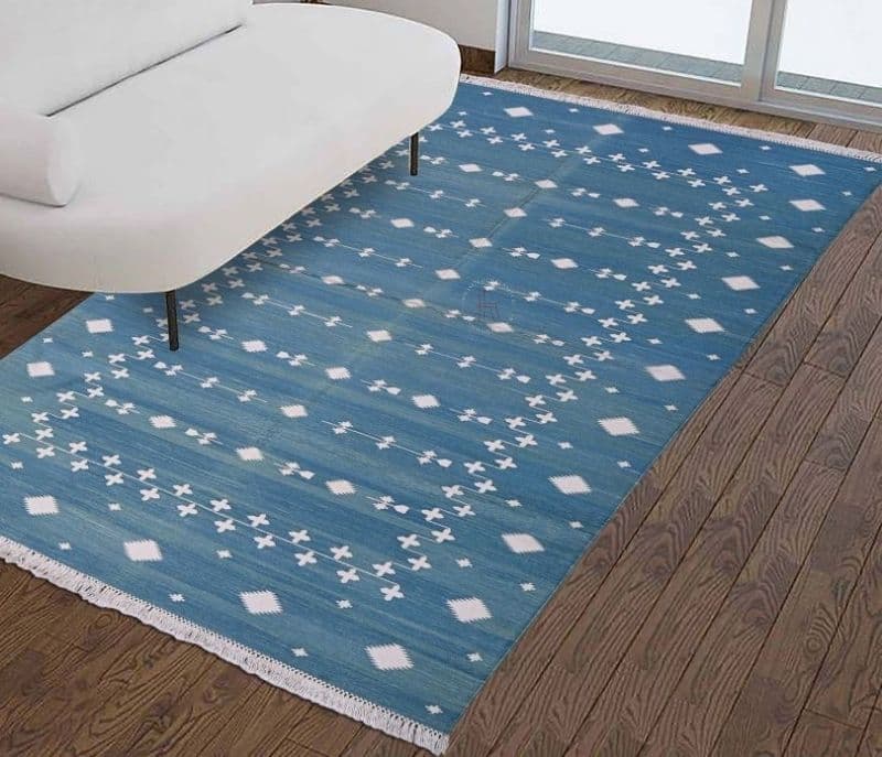 Sutton and Woven Jute Carpet Geometric Pattern Dhurrie Carpets For Living Room