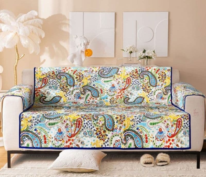 Ava Cotton Traditional Pattern 2 Seater Sofa Cover