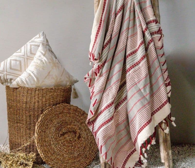 Rosemary Multicolor Handcrafted Cotton Herringbone Stripe Throw