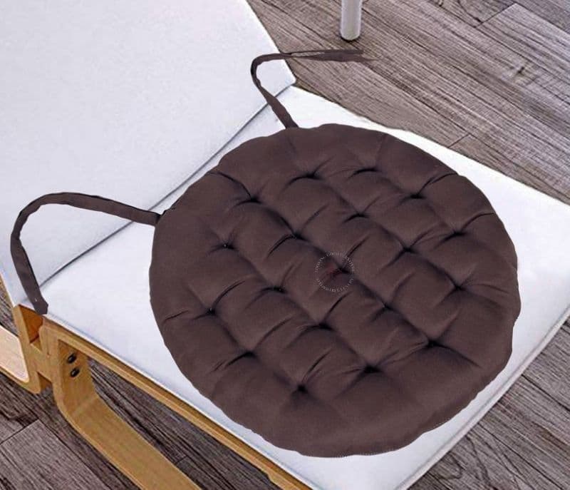 Adriana Brown Satin and Cotton Filled Chair Pad - Set of 2