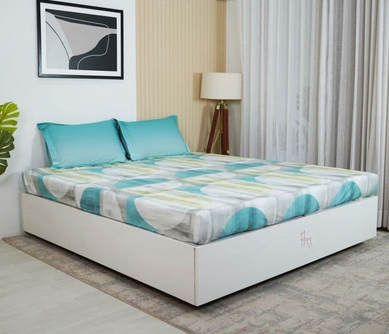 Image 2 for Sabrina Circle 180 TC Flat Pure Cotton King Size Bedsheet With 2 Pillow Covers