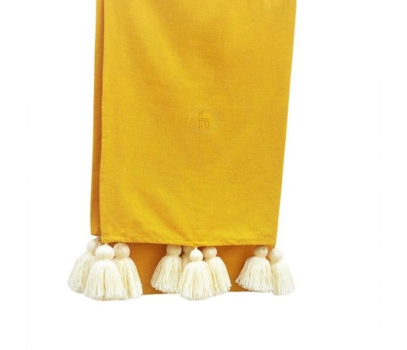 Image 5 for Gianna Yellow With White Tassels Sectional L Shape Corner Sofa Cover Set Of 3