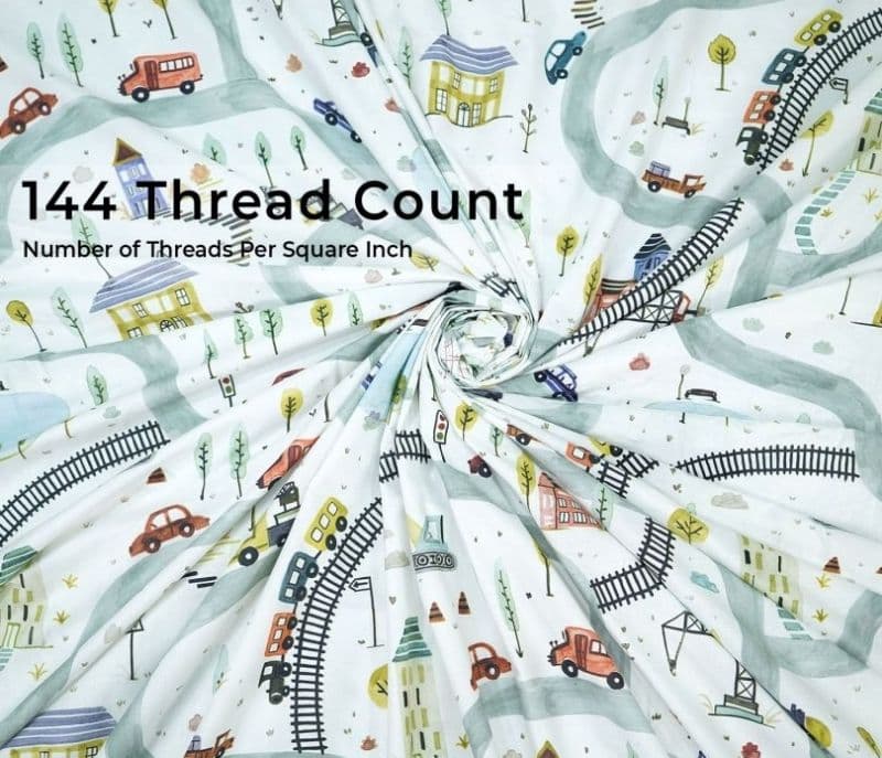 Image 7 for Harmoni Train And Town Flat Cotton Kids Bed Sheet King Size with 2 Pillow Covers