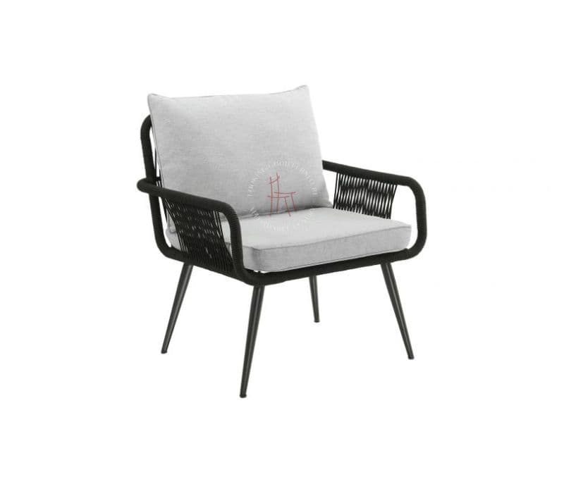 Image 3 for Black Rope 2 Seater Chair Set And Grey Cushions