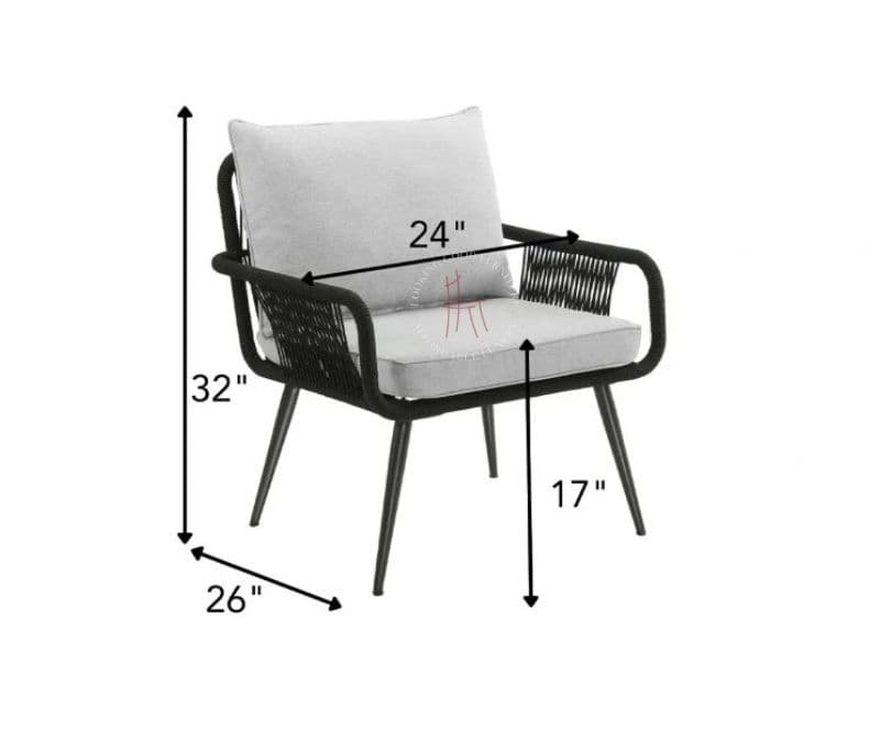 Image 4 for Black Rope 2 Seater Chair Set And Grey Cushions