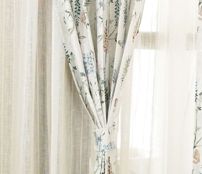 Image 3 for Zoe Botanic Mist Floral Print Light-Filtering Long Door Curtain Set of 2