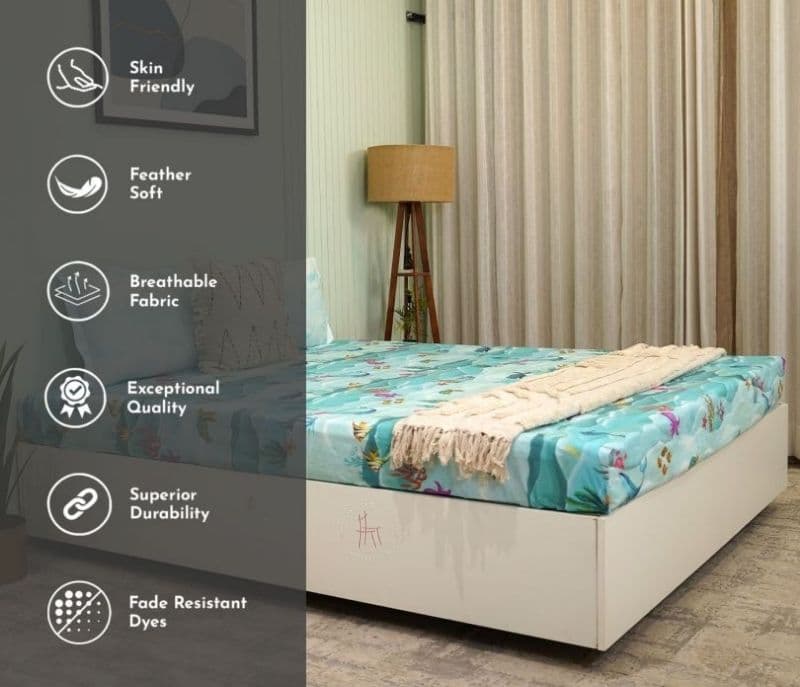 Image 7 for Mariella Seashore Flat Cotton Kids Bed Sheet King Size with 2 Pillow Covers