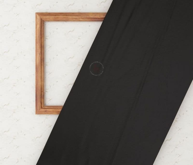 Elani Tar Black Plain Leatherette Fabric