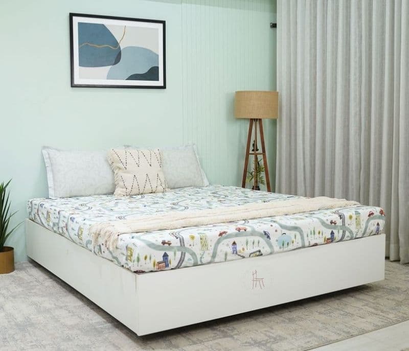 Image 4 for Harmoni Train And Town Flat Cotton Kids Bed Sheet King Size with 2 Pillow Covers