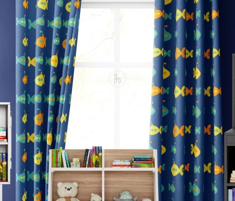 Image 4 for Elliot Fish Bowl Blue 9 Feet Set of 2 Kids Long Door Curtain