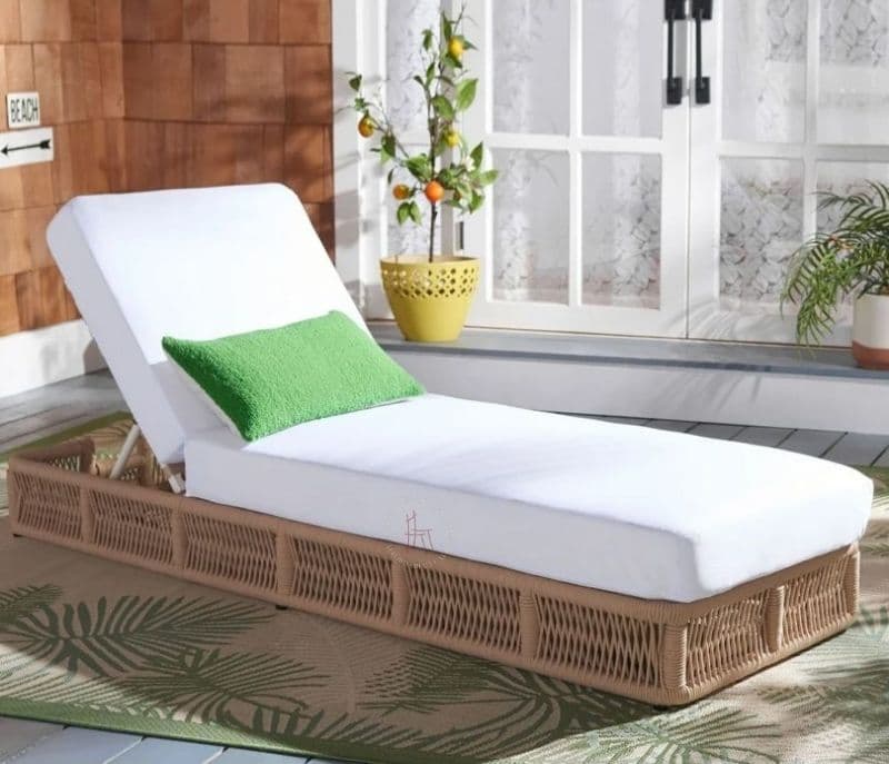 Image 4 for Palmer Beige Rope Outdoor Patio Lounger With Off White Cushions