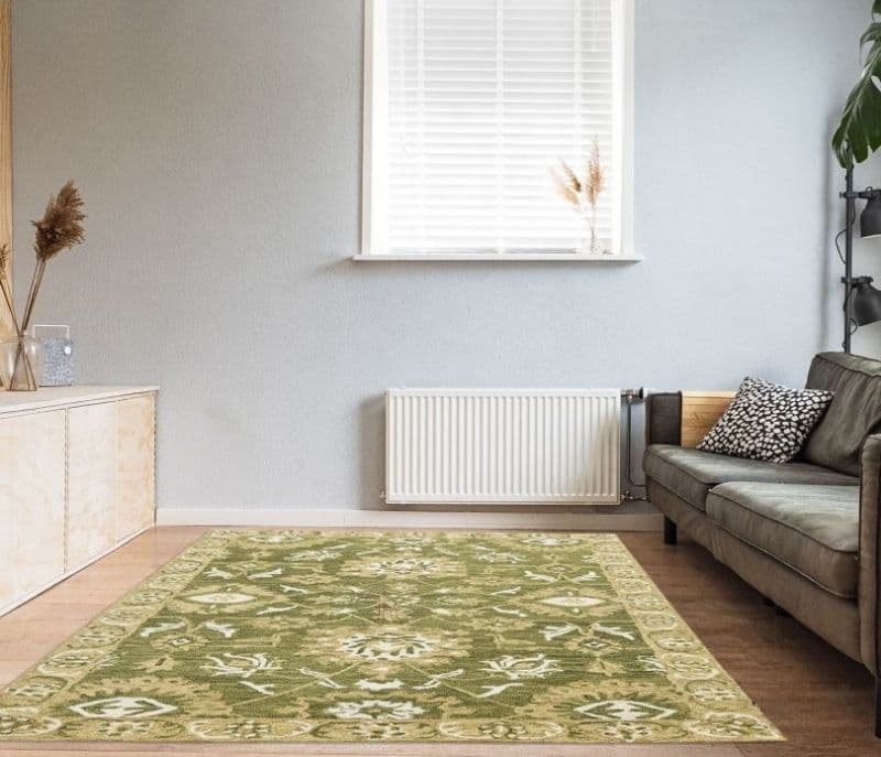 Naomi Loop Pile Floor Carpet For Living Room 4 x 6 Feet Floral Hand-Tufted Wool Carpet