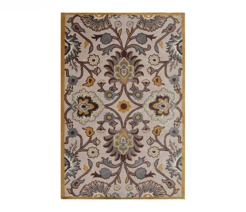 Image 5 for Delilah Brown And Beige Traditional Hand Tufted Wool Kashmiri Carpet