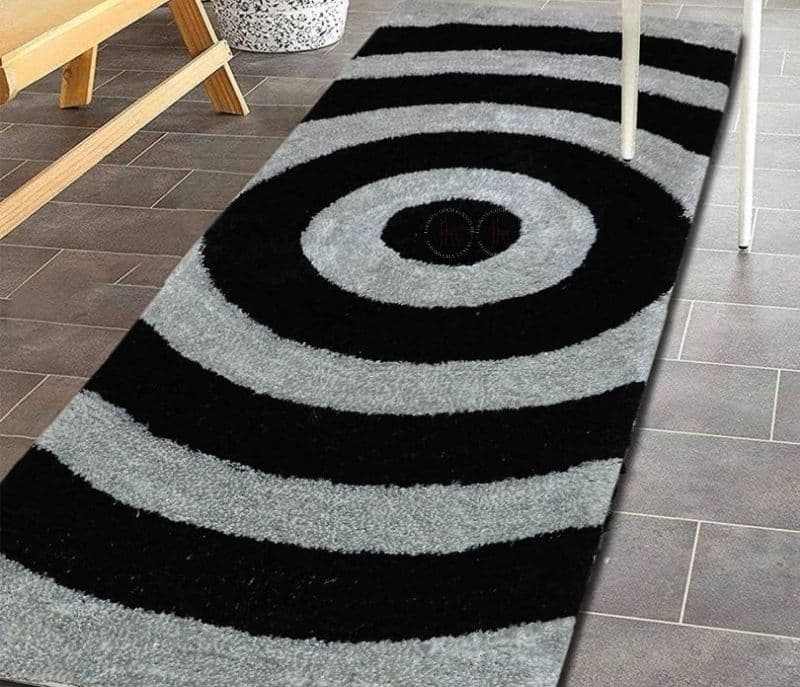 Reese Black and Sliver Microfibre Polyester Shaggy Floor Runner