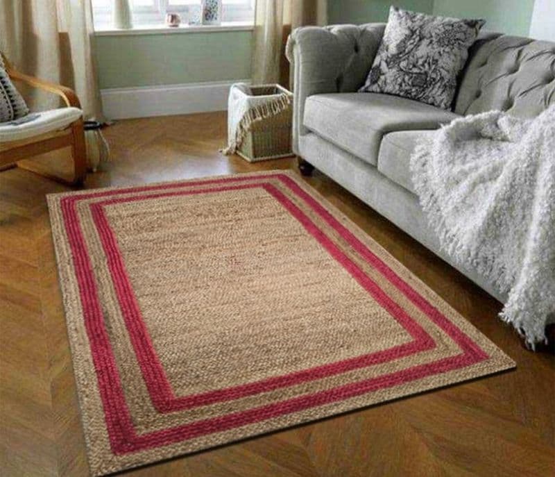 Mackenzie Red Braided Rectangular Handmade Jute Floor Carpet Living Room Carpet