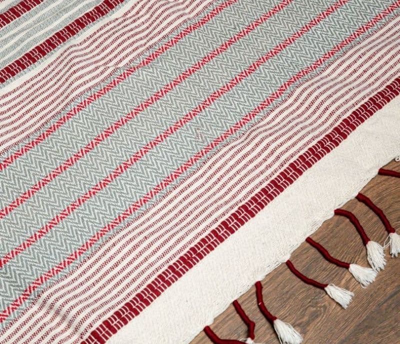 Image 3 for Rosemary Multicolor Handcrafted Cotton Herringbone Stripe Throw