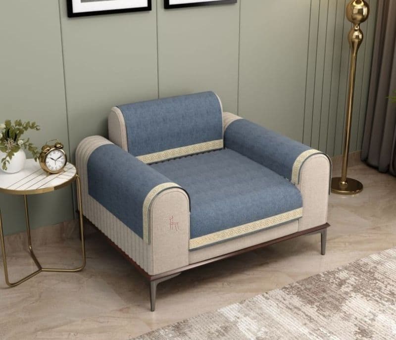 Image 2 for Harper 1 Seater Premium Sofa Cover - Set of 4 (Denim Blue)