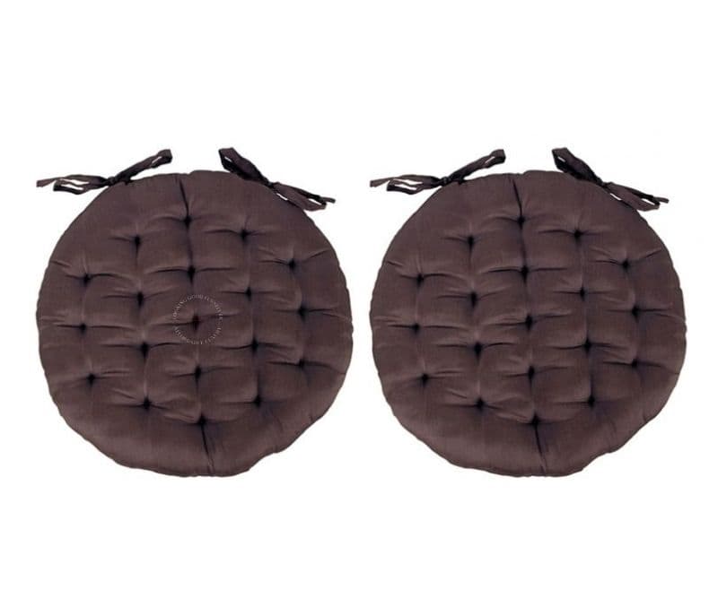 Image 3 for Adriana Brown Satin and Cotton Filled Chair Pad - Set of 2