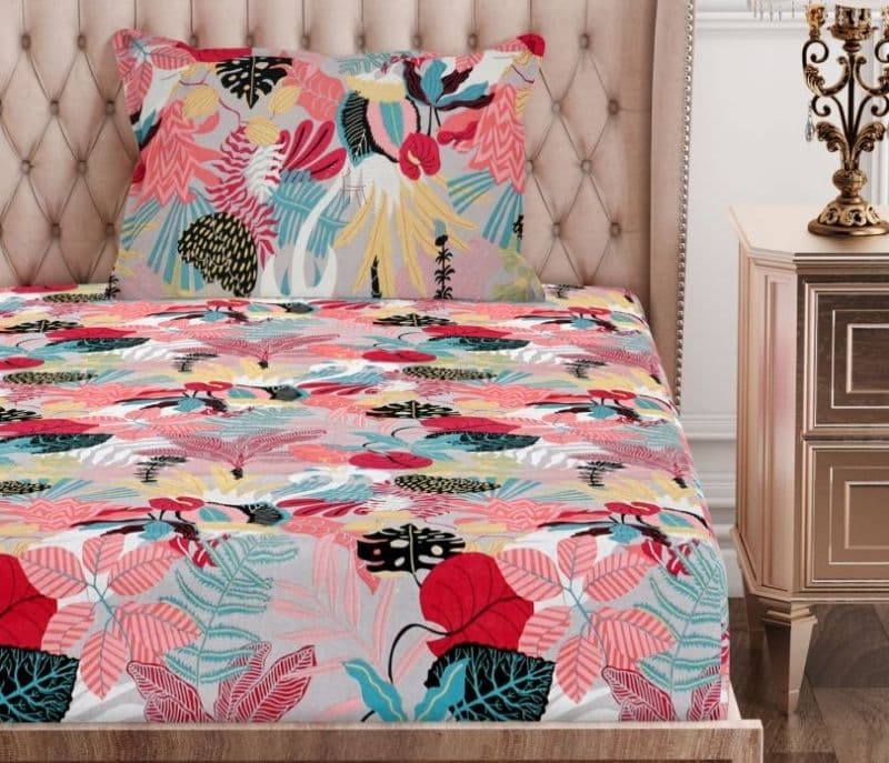 Image 2 for London Single Pink Floral Bedsheet Set With 1 Pillow Cover