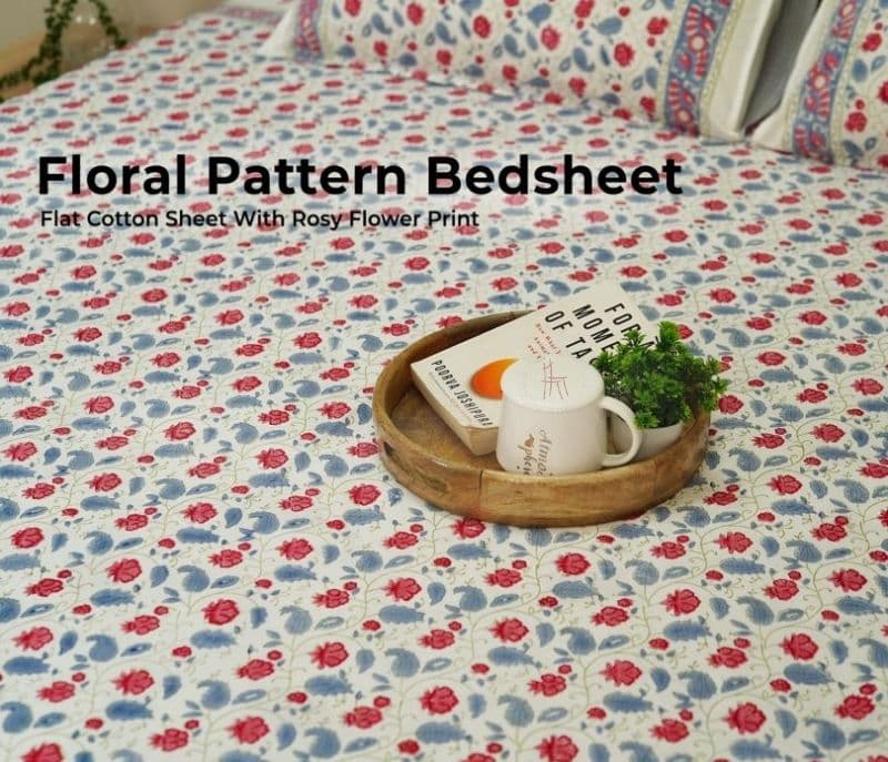 Image 6 for Azalea 300TC Double Bed Sheet - Bloom Shay Cotton Bedsheet King Size With 2 Pillow Cover