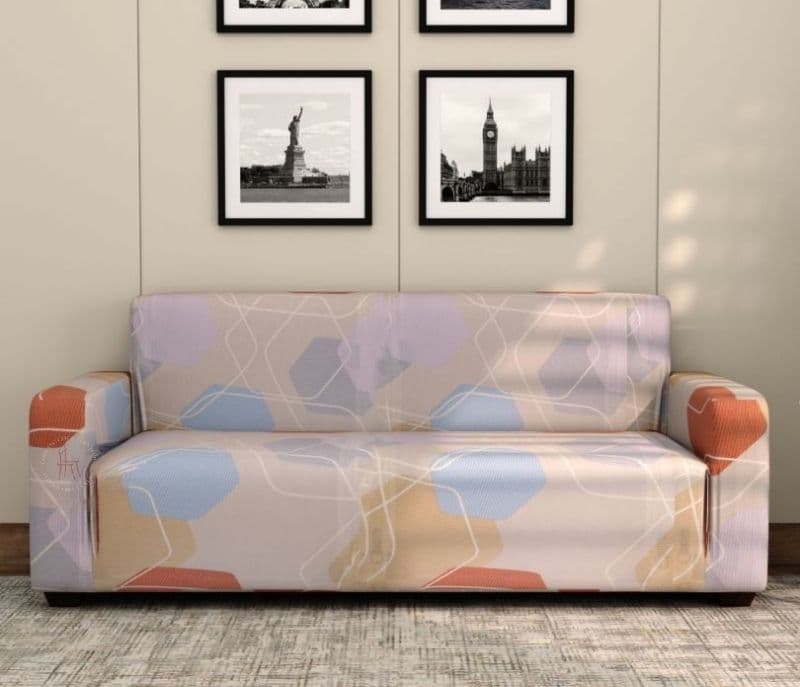 Image 2 for Hazel Modern Abstract Printed Polyester Spandex 3+1+1 Sofa Cover Set (Multi Color)