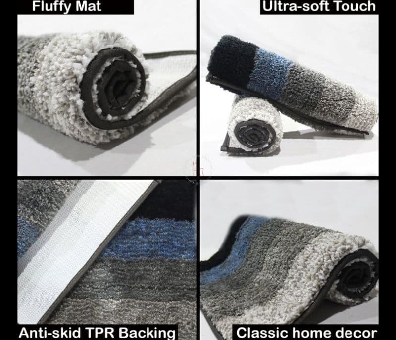 Image 3 for Avianna Microfiber Striped 1 Piece Anti-Slip Doormat