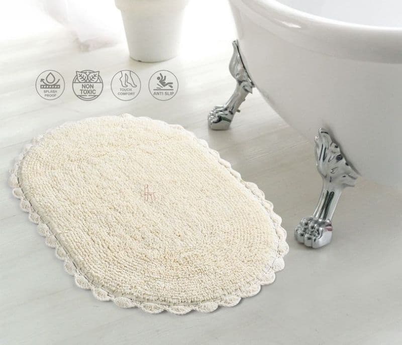 Ari Cotton Bath Mat - Crochet Collection Doormat For Bathroom