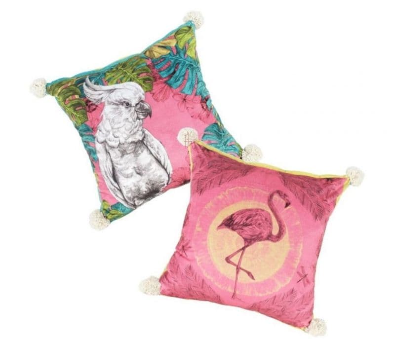 Image 3 for Ainhoa Pink and White Digital Print Velvet Reversible Cushion Covers - Set of 2