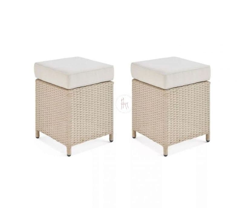 Image 7 for Mariana Beige Rattan And Wicker Patio Set With Table And Off White Cushions