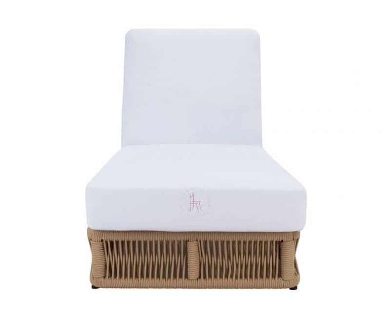 Image 5 for Palmer Beige Rope Outdoor Patio Lounger With Off White Cushions