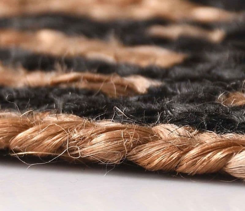 Image 2 for Adeline Black Geometric Pattern Hand Braided Round Jute Rug