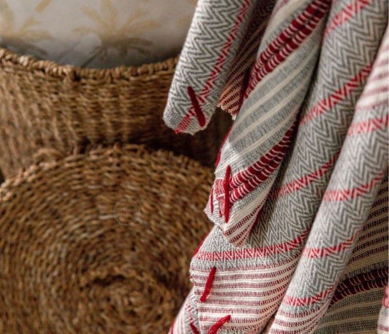 Image 2 for Rosemary Multicolor Handcrafted Cotton Herringbone Stripe Throw