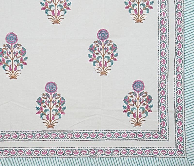 Image 4 for Lauren Pure Cotton Hand Block Printed Queen Size Bedsheet With 2 Pillow covers
