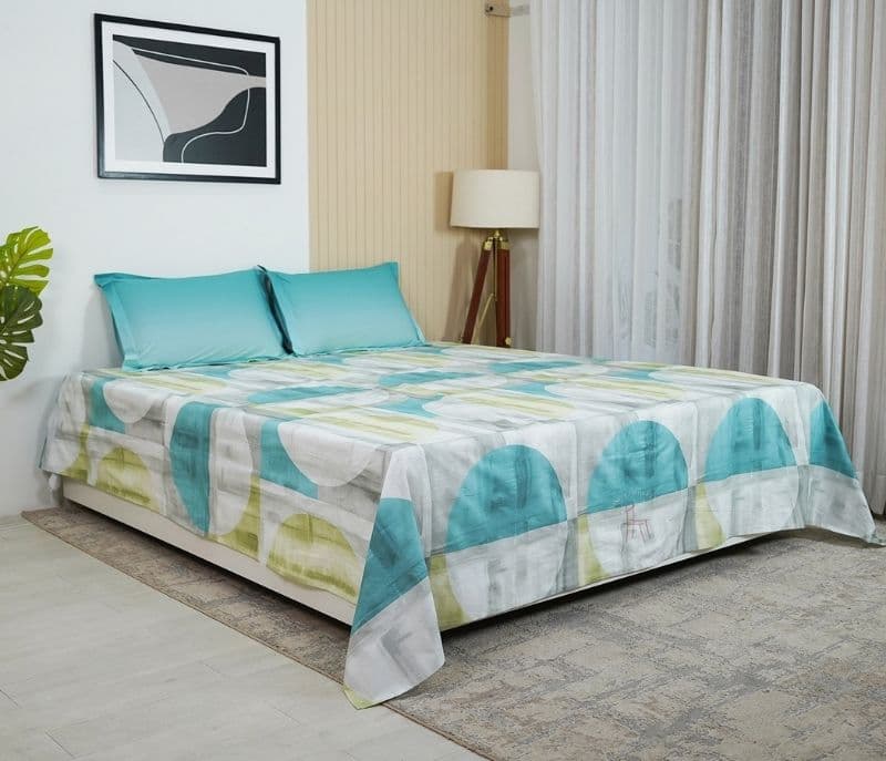Image 3 for Sabrina Circle 180 TC Flat Pure Cotton King Size Bedsheet With 2 Pillow Covers