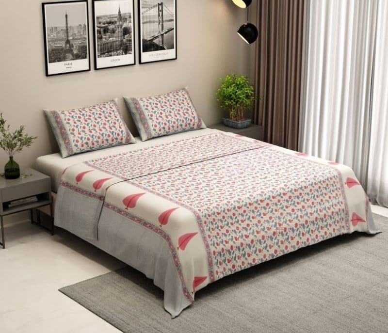 Image 2 for Azalea 300TC Double Bed Sheet - Bloom Shay Cotton Bedsheet King Size With 2 Pillow Cover