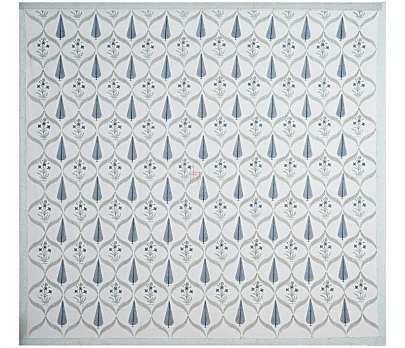 Image 4 for Itzel Green Pine Tree Pattern Pure Cotton Hand Block Printed Single Size Bedsheet With 2 Pillow covers