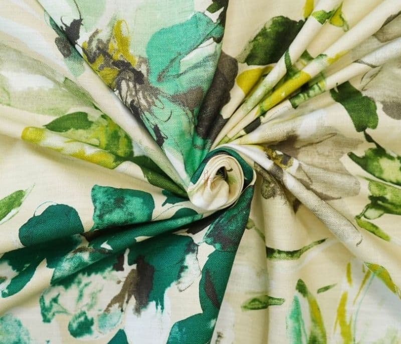 Image 3 for Louise Aqua Flower Printed 100% Cotton Fabric