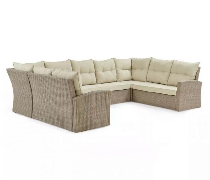 Image 4 for Mariana Beige Rattan And Wicker Patio Set With Table And Off White Cushions