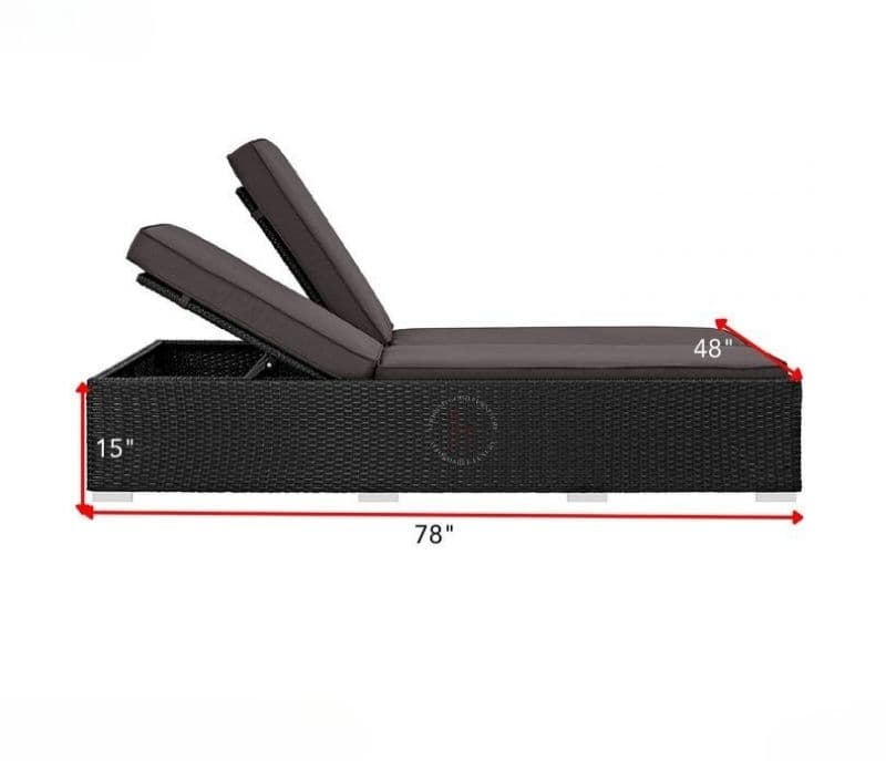 Image 3 for Miriam Dark Brown Big Patio Lounger With Red Cushions