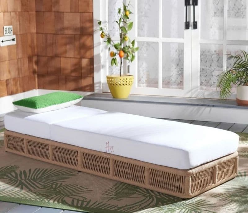 Image 2 for Palmer Beige Rope Outdoor Patio Lounger With Off White Cushions