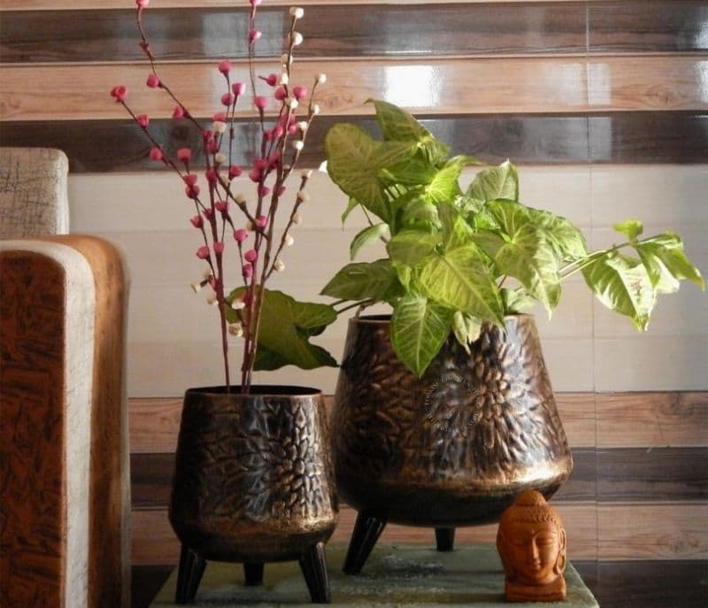 Image 2 for Ophelia Metal Dark Charcoal Planter Pot with Stand