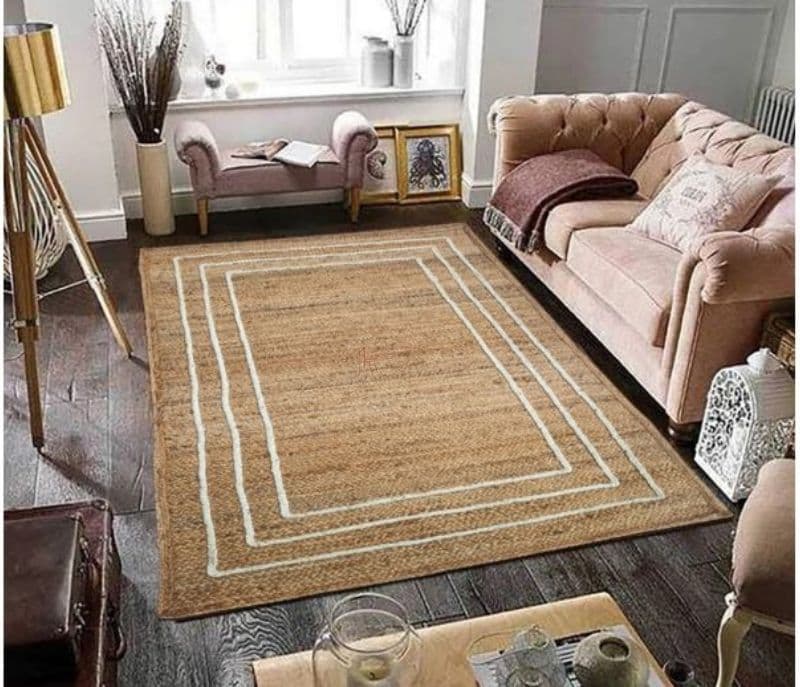 Madison Brown Braided Rectangular Handmade Jute Floor Carpet Living Room Carpet