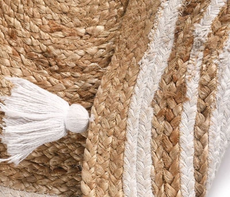 Image 3 for Sadie Hand Woven Symmetric Circles Round Rug with Tassels