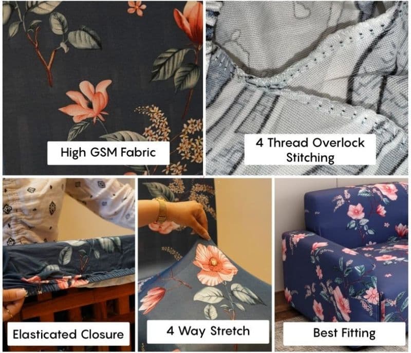 Image 5 for Evelynn Floral Printed Polyester Spandex 3 Seater Sofa Cover