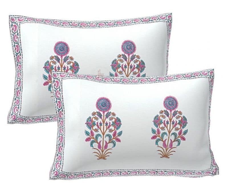 Image 3 for Lauren Pure Cotton Hand Block Printed Queen Size Bedsheet With 2 Pillow covers