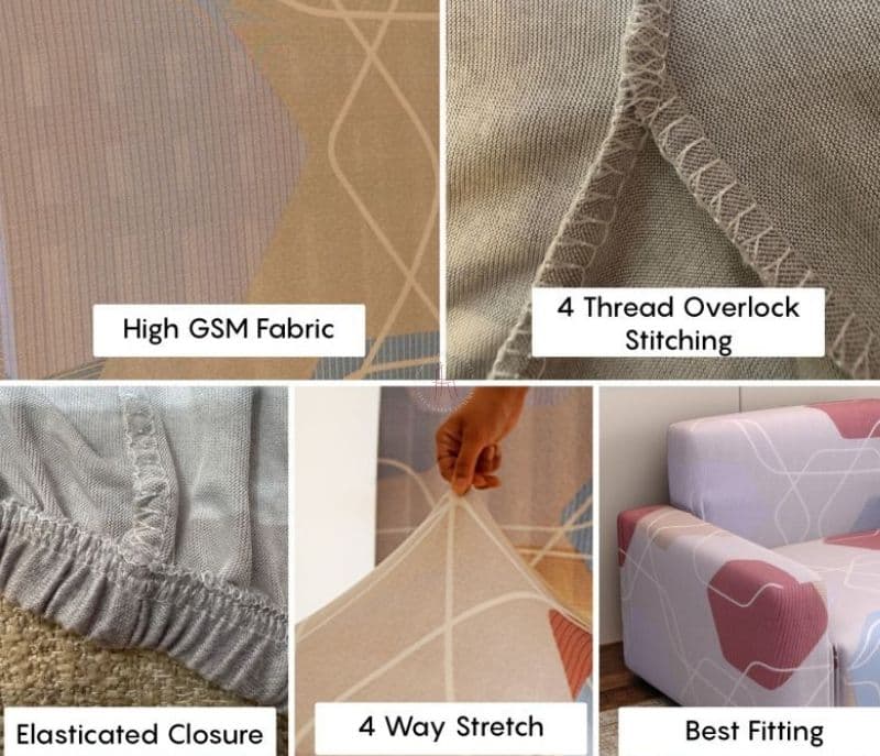 Image 4 for Hazel Modern Abstract Printed Polyester Spandex 3+1+1 Sofa Cover Set (Multi Color)